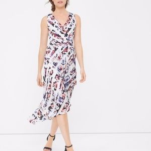 WHBM Long V-Neck Floral Stripe Wrap Sundress - 6